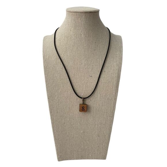 Initial "S" Scrabble Tile Pendant Necklace - Picture 1 of 4